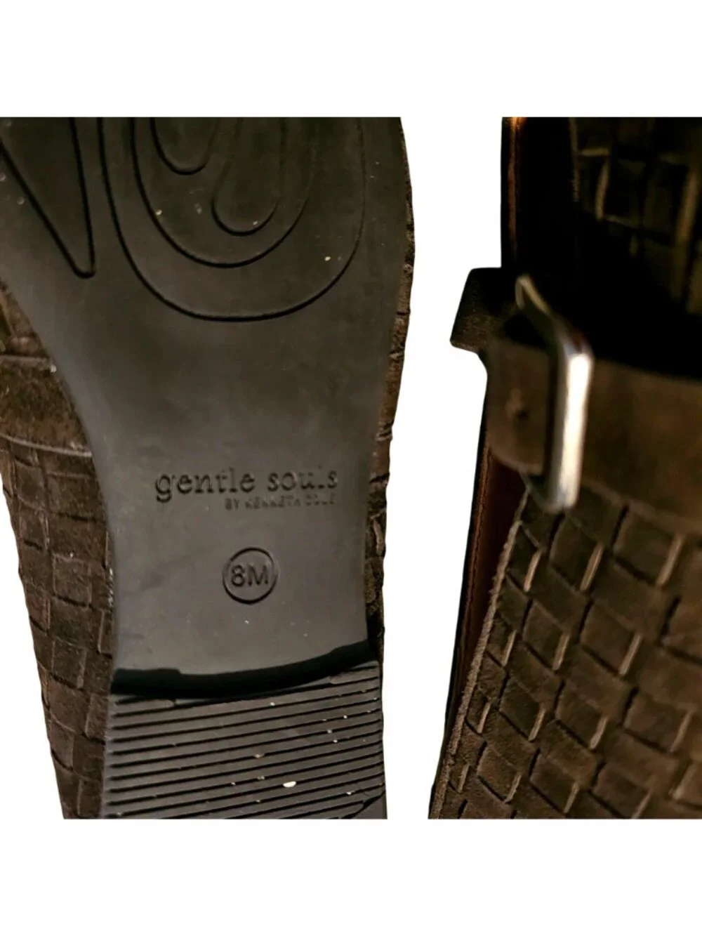 Gentle Souls By Kenneth Cole Mary Jane Flats In Brown Suede With Buckle Strap &